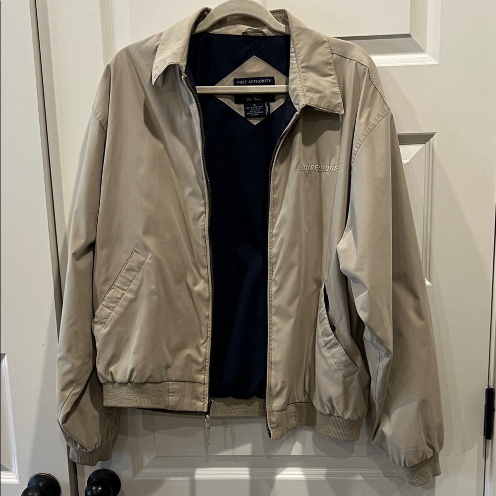 Vintage Port Authority Bridgestone Men's Tan Jacket Windbreaker Sz M